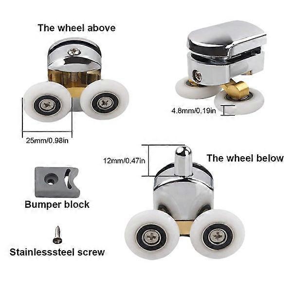 Shower Door Rollers, 25mm Diameter Home Replacement Sliding Shower Door Rollers