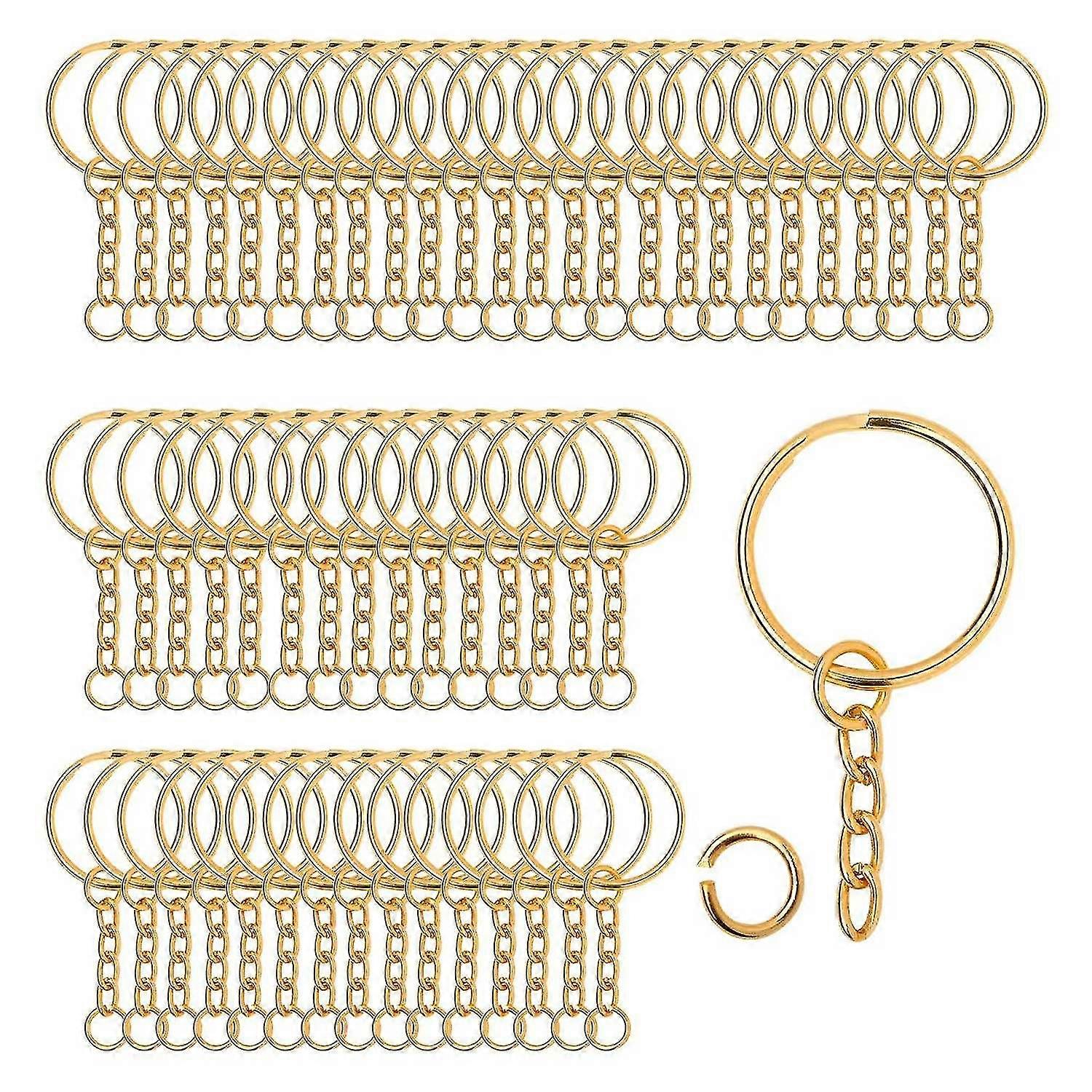 200 Pieces Metal Split Key Rings With Chain And Open Jump Rings, 1inch Diameter Split Key Chain Ring