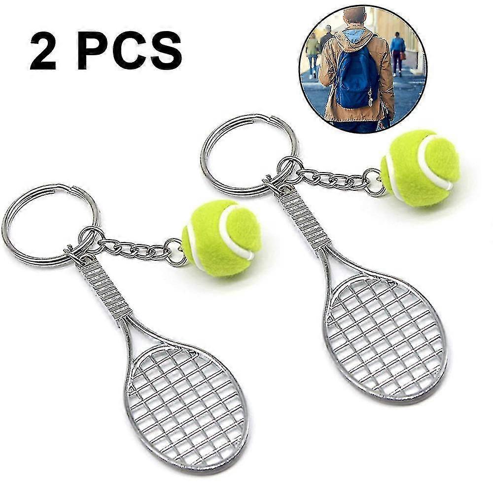 2pcs Mini Tennis Racket Keychain