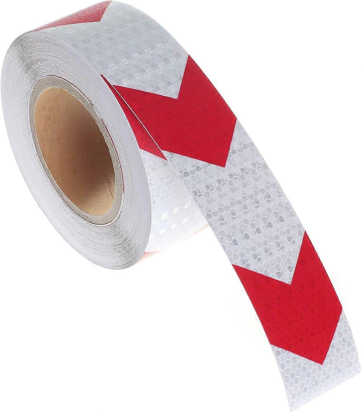 MUJIXI 10Mx5cm Reflective Warning Tape, Reflector Safety Tape for Arrow Orientation, Warning Sign, High Visibility, High Intensity, Arrow in Red and W