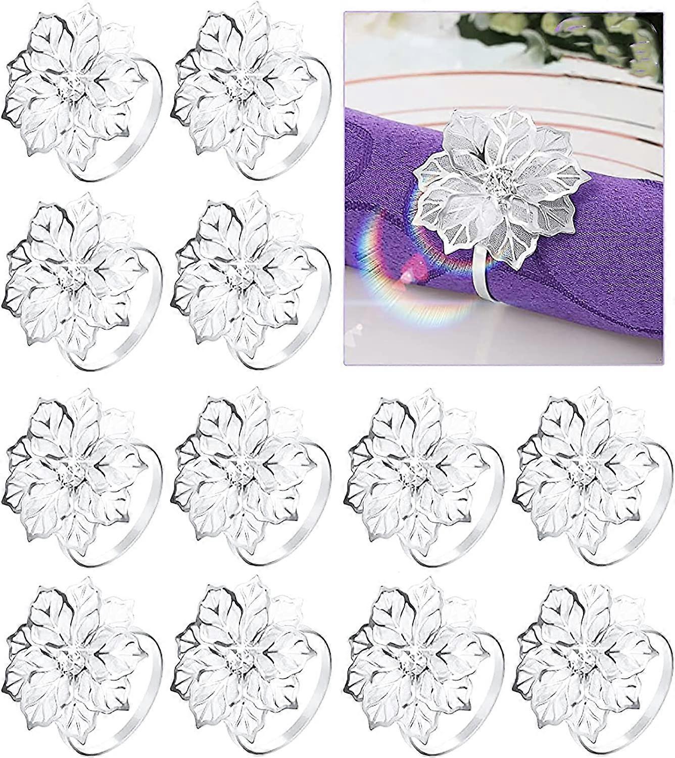 12 Pcs Flower Napkin Ring Buckle