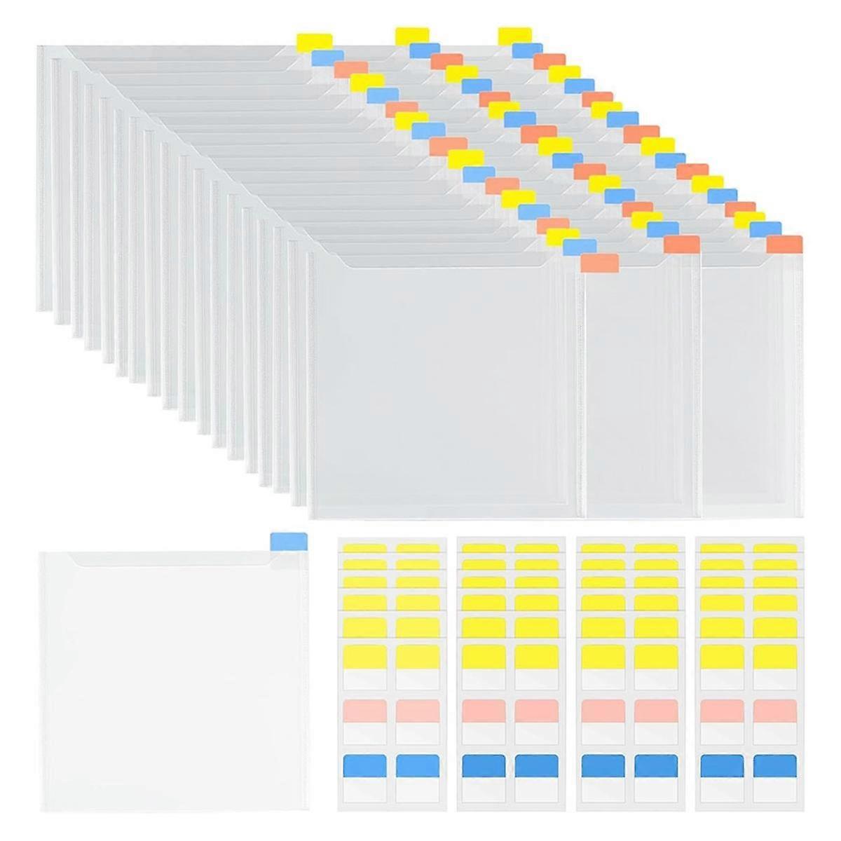 60Piece 6x6-Inch Paper Storage,Clear Plastic Sleeves with 120 Sticky Index Tabs for Organizing Scra