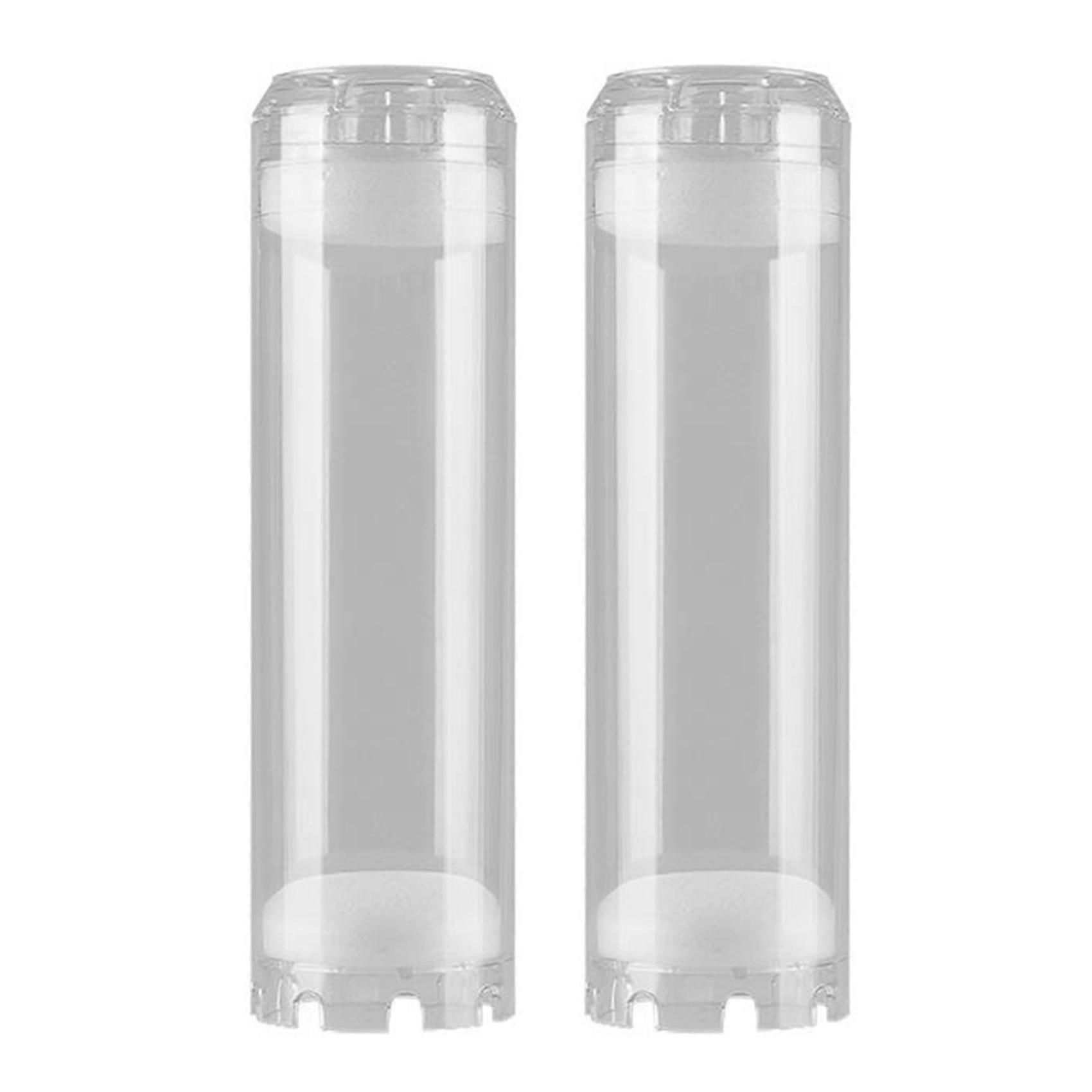 2X 10-Inch Reusable Empty Clear Cartridge Water Filter Housing Various Media Refillable
