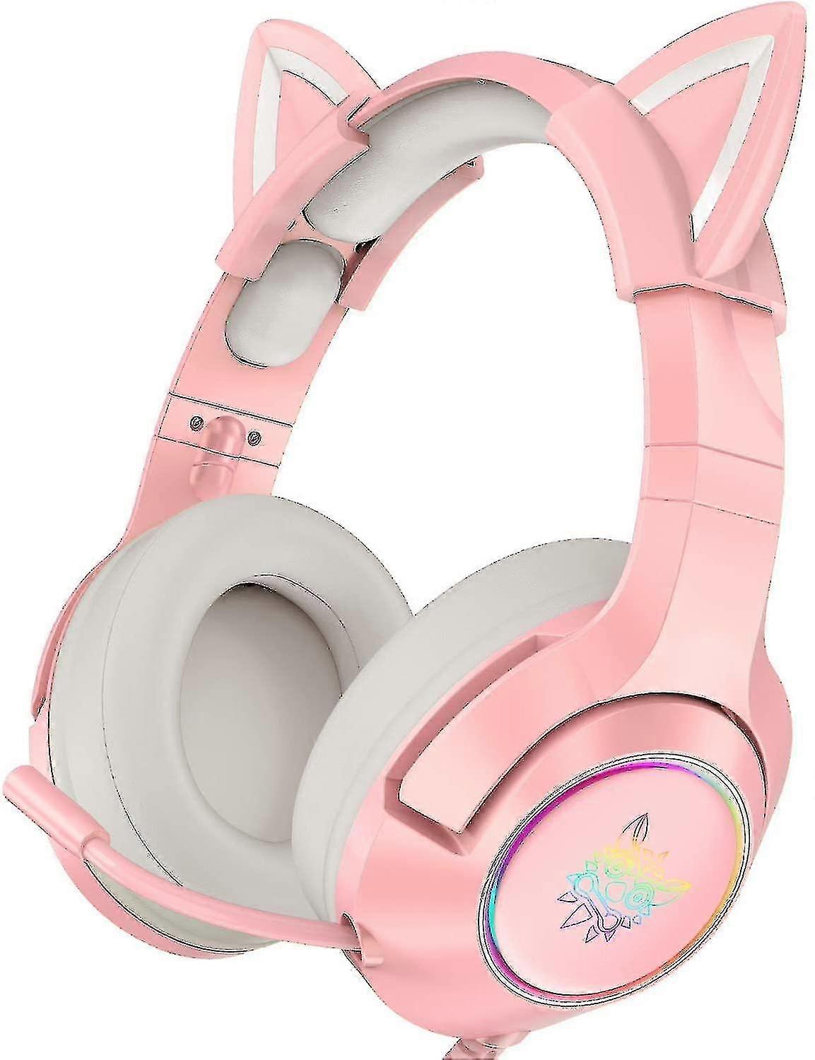 EVAGO Pink Gaming Headset With Removable Cat Ears