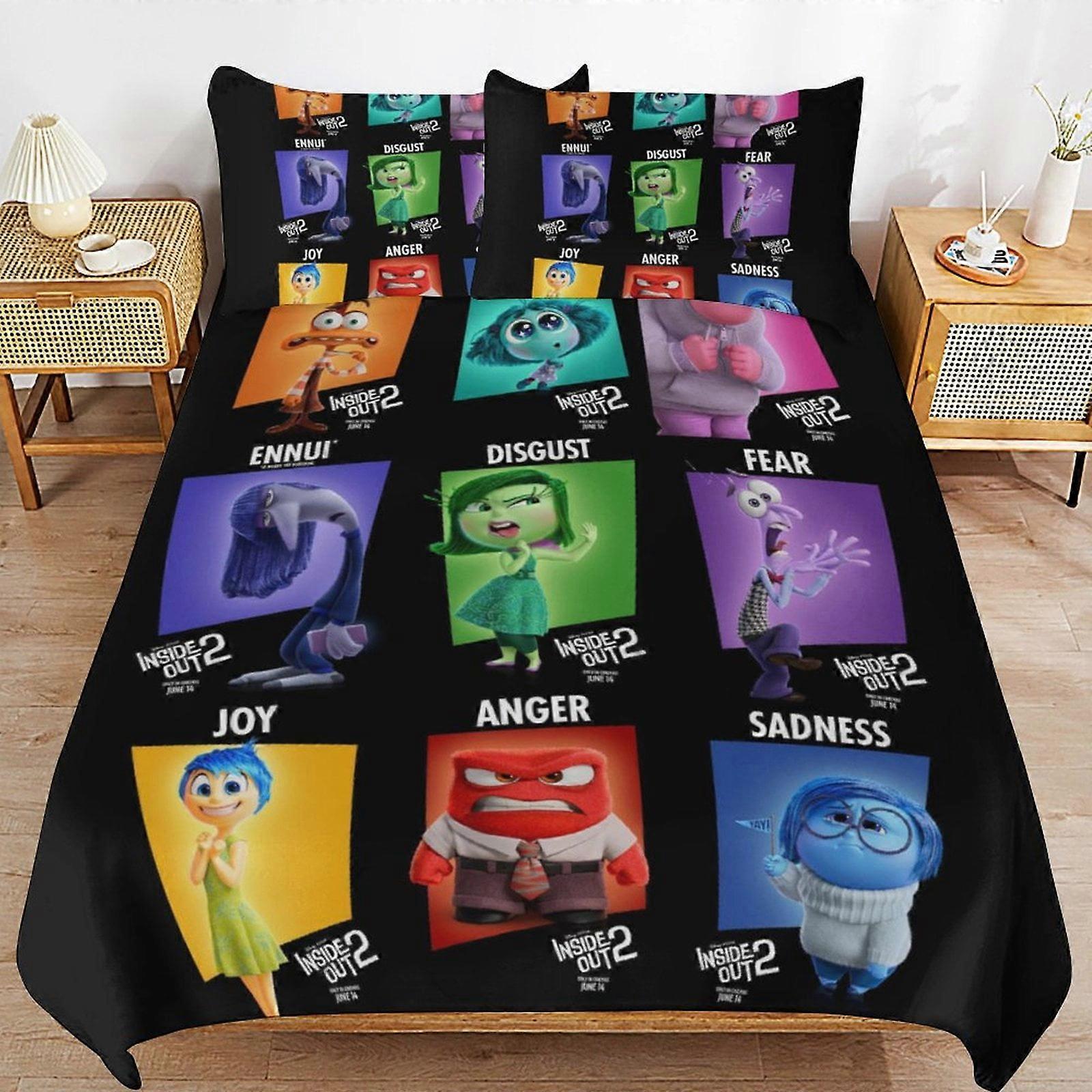 bedding set CA467 Inside Out 2 Bed Duvet Cover Microfiber Bedding Sets 3D Printed Lightweight 3 Piece Comforter Sets, 1 Duvet Cover And 2 Pillow DP467