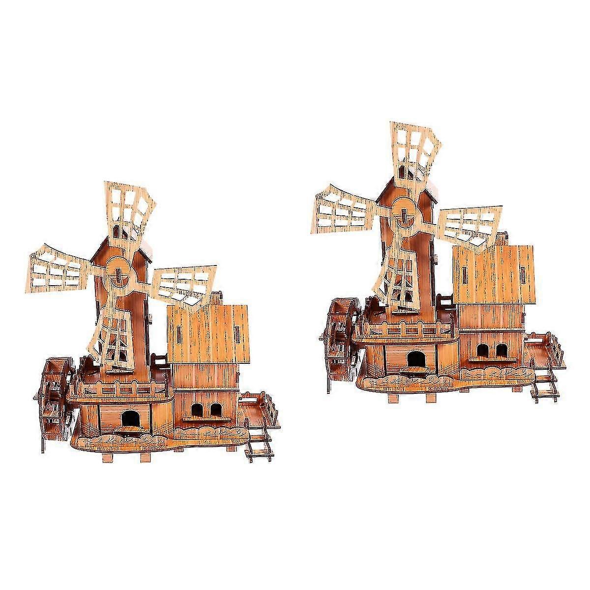 2pcs Creative Craft Delicate Desktop Presente Layout Diy Assembling Woo