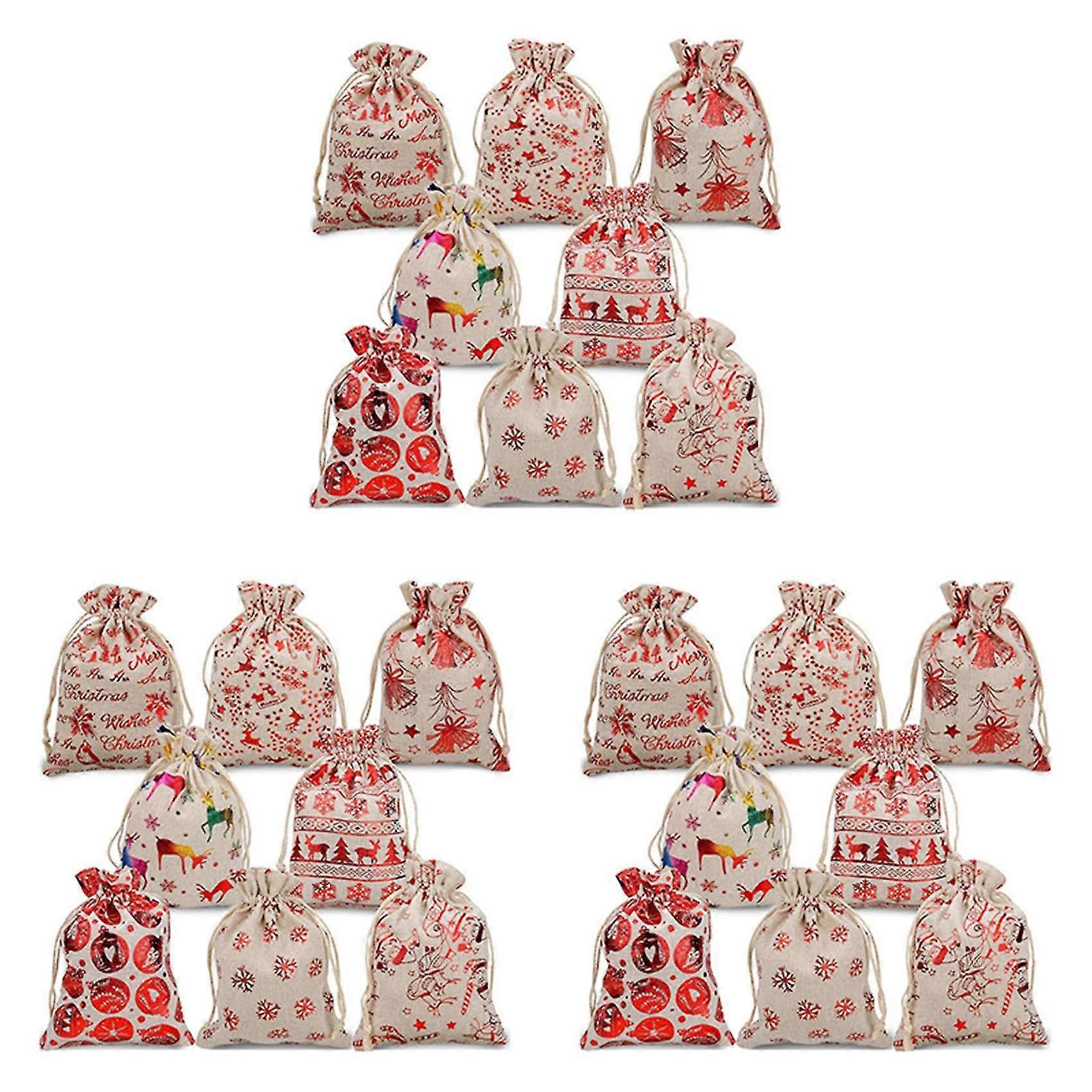 48pcs christmas drawstring gift bags burlap, gift for candy wrapper