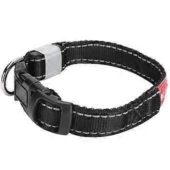 Adjustable LED Pet Collar - USB Rechargeable, Soft, Red Leather, Night Safety
