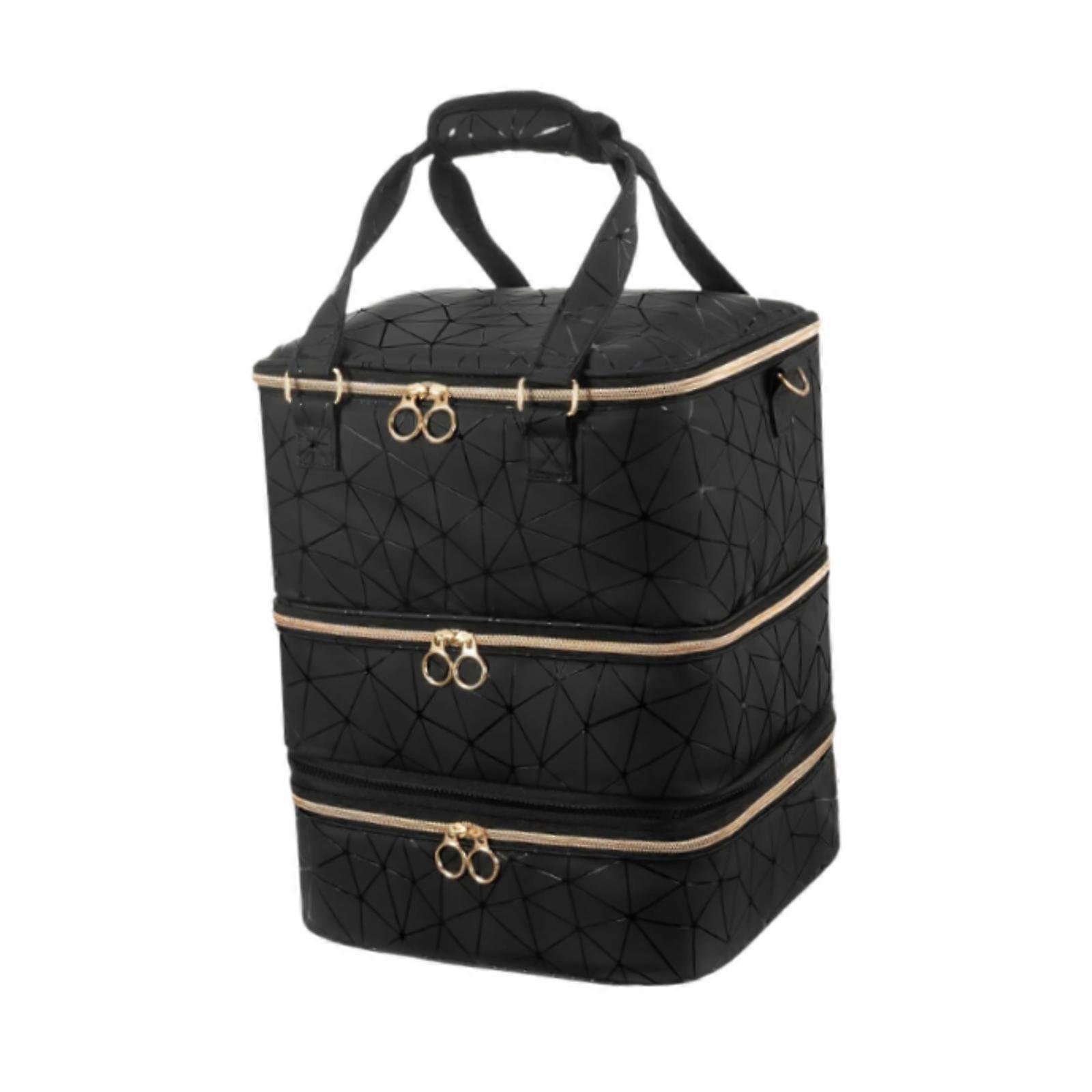 マニキュアオーガナイザーバッグPUレザーマニキュアツール用3層ネイルポリッシュ