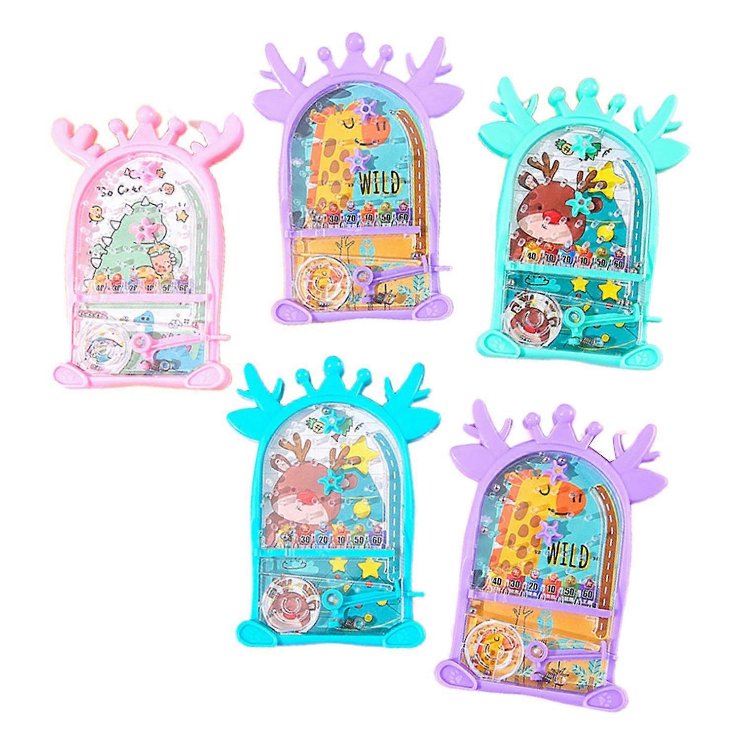 5 Pcs Rolling Ball Maze Game Game Console Mini Portable Cartoon Print Children Handheld Game Toy