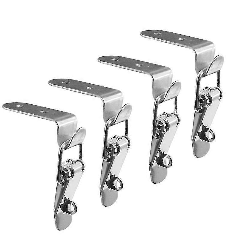 90 Degrees Duck-mouth Buckle Lock Stainless Steel Spring Loaded Draw Toggle Latch Clamp Silver Hasp