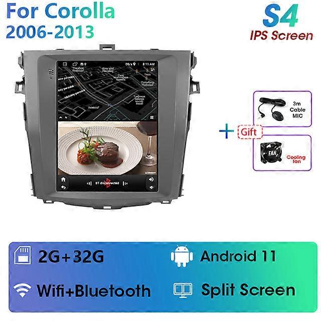 2 Din Android 11 Car Radio For Toyota CorollaE140/150 2006 - 2013 Multimedia Video Player Navigation GPS Carplay Split Screen 4G