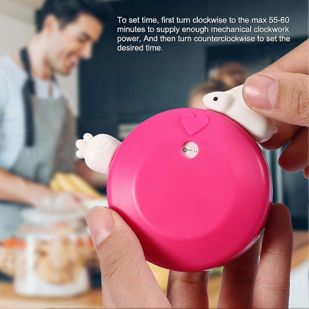 Rabbit Cartoon Mechanical Kitchen Cooking Timer Alarm Clock (Rose Red)