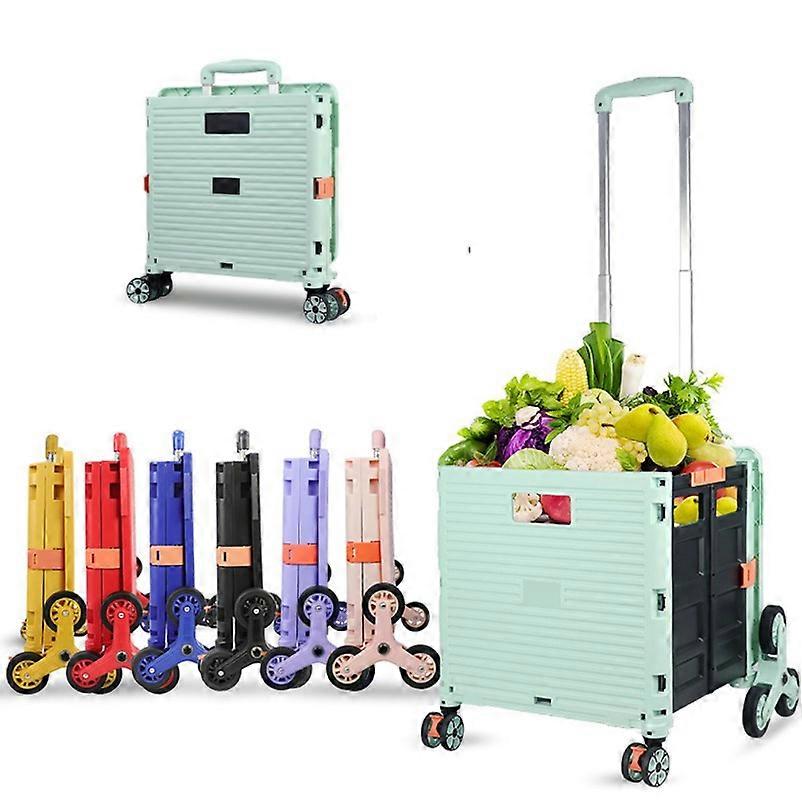 Foldable with Wheels, 54L/45KG Multifunctional and Durable Large Capacity Utility Cart with Telescopic Handle and 4 Removable Swivel Wheels for Shoppi