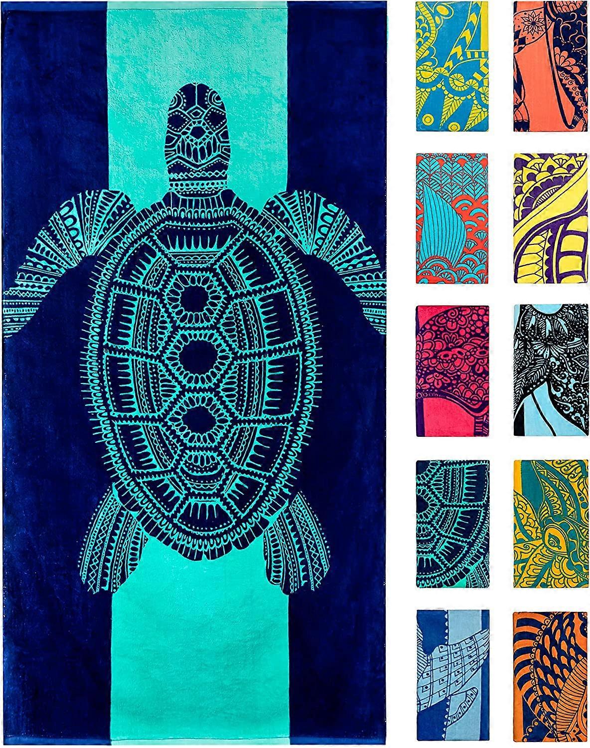 Turtle Beach Towel Tropical Blue Colors with A Unique Design, Extra Large,Made from Cotton for Kids & Adults