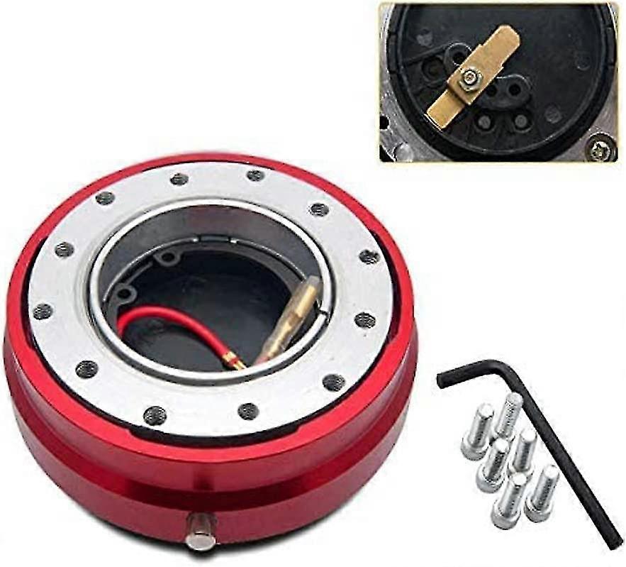 Universal Steering Wheel Quick Release Hub Adapter 6 Holes Slim High Strength For Modification Red Racing Steering Wheel Quick Release With Lock Butto