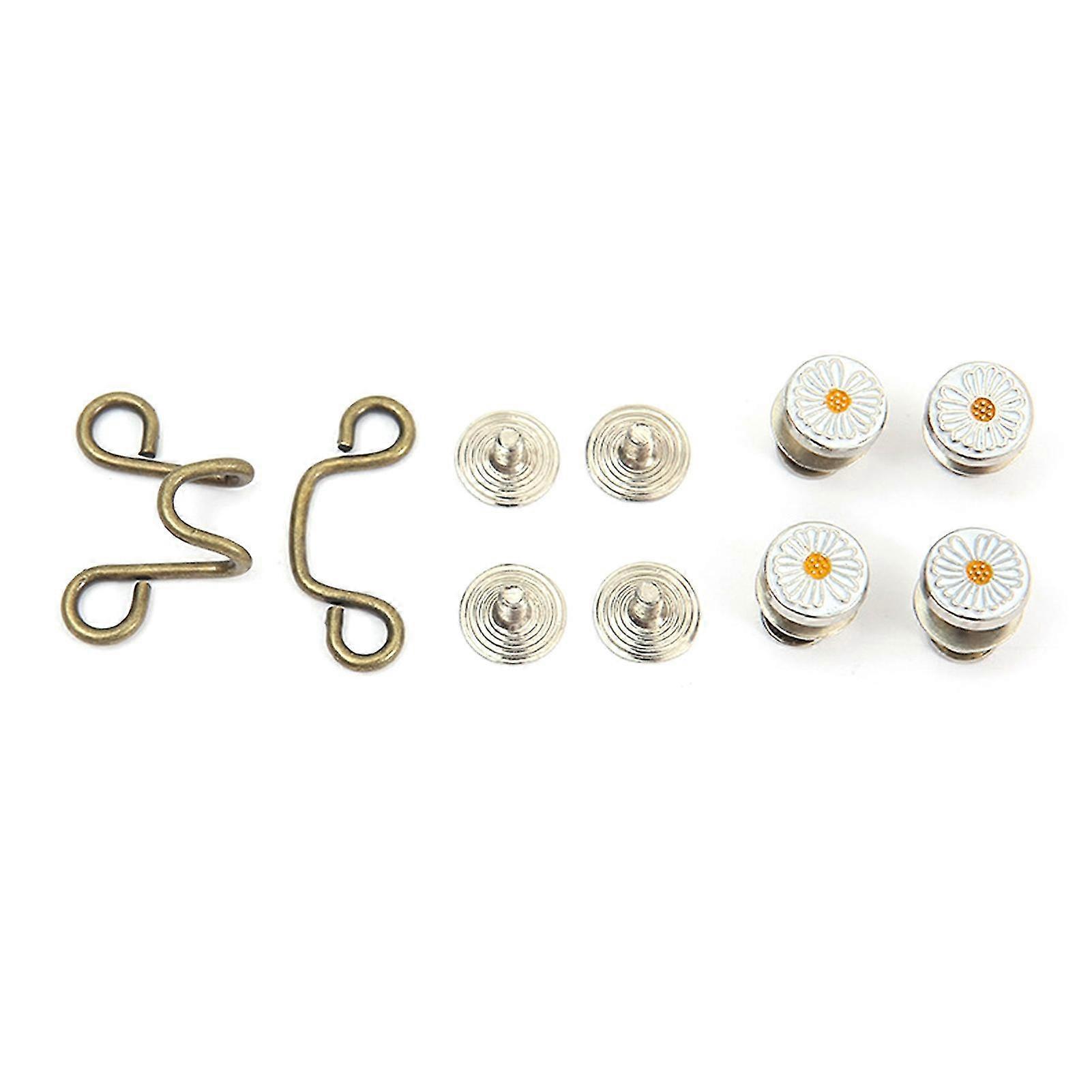 Durable Reusable Waistband Tightener with Adjustable Sewing Buttons Pins - Bronze Large Hook Screw Type