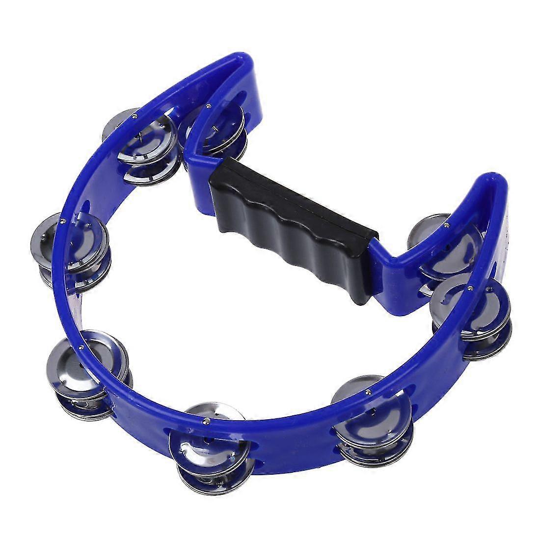 Tambourine Blue Hand With Double Row Metal Jingles Percussion Band