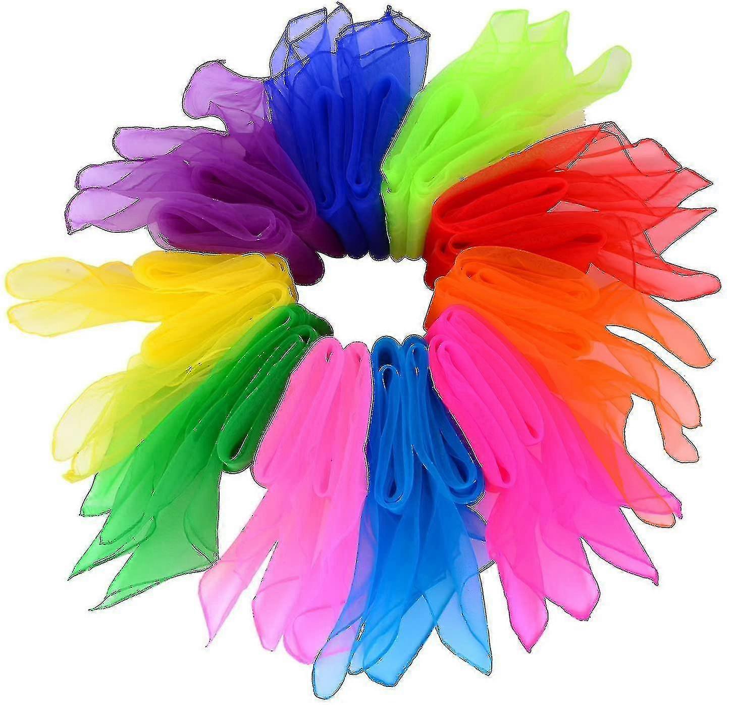 20 Pieces Dance Scarves Juggling Scarves Magic Scarves Rhythm Band Scarves, Multicolor, Square, 24 By 24 Inches - _
