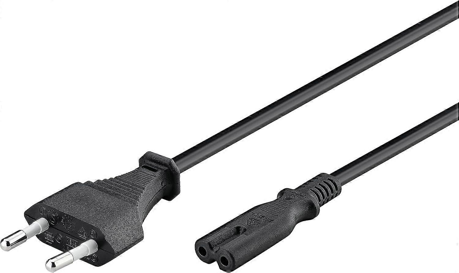 Europäischer Standard Revolvierendes 2-poliges Doppelbuchsen-Netzkabel / PS5, PS4, Xbox-Netzkabel / Typ C & C7-Buchse, Schwarz / 1,5 m