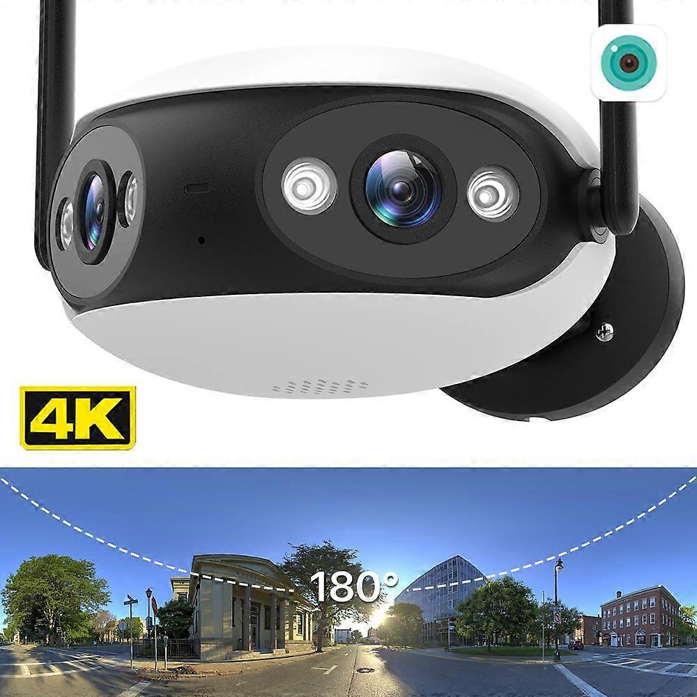 Caméra IP extérieure 8MP 4K HD 180 Wide View Caméra Wifi panoramique 4MP Sécurité à double objectif CCTV Audio Video Surveillance iCsee APP