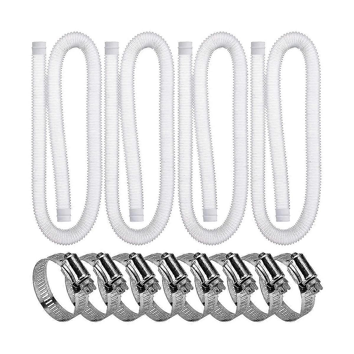 4 Pack Swimming Pool Replacement Hoses,1.25In Diameter Pool Filter Replacement Hoses for Above Grou