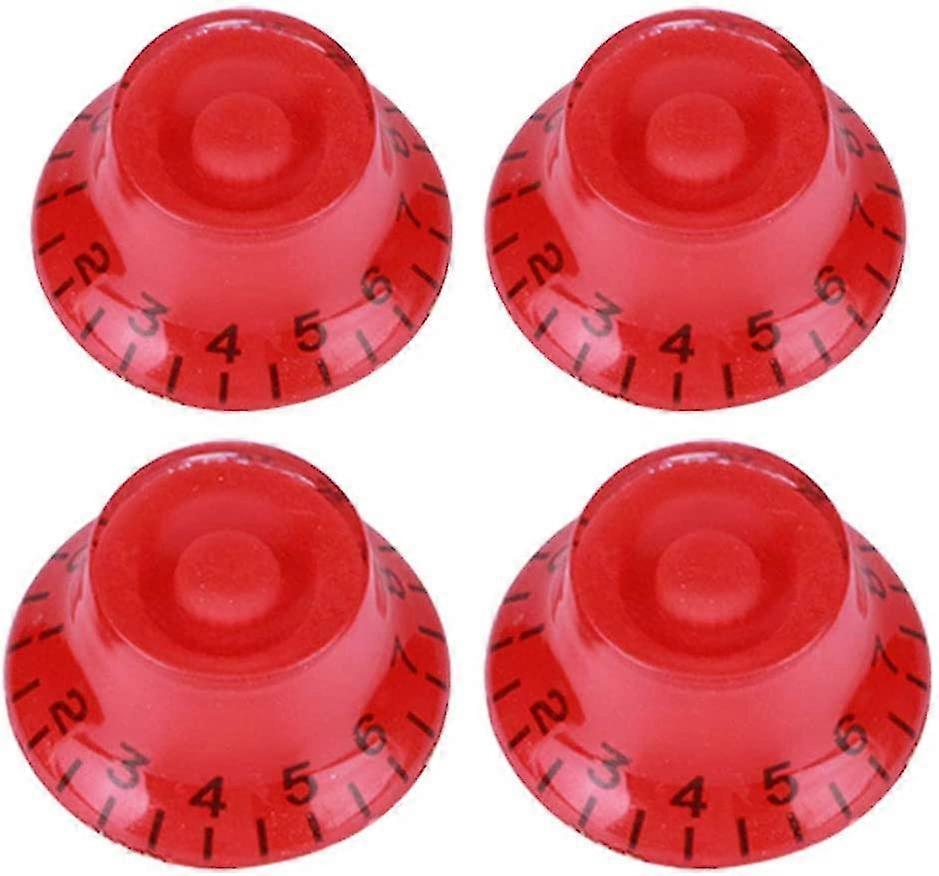 4 Pcs Speed Tone Volume Control Knobs For Electric Guitar Accessory(red With Black Letter)