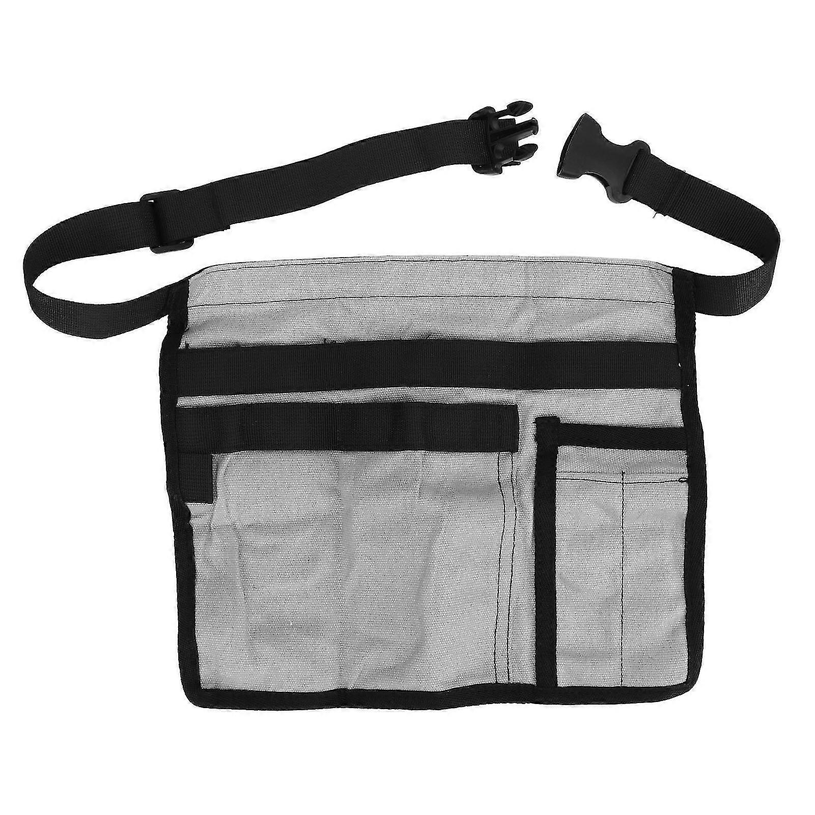 Gardening Tool Waist Belt Bag with Multiple Pockets in Gray Oxford Cloth for Adjustable Comfort