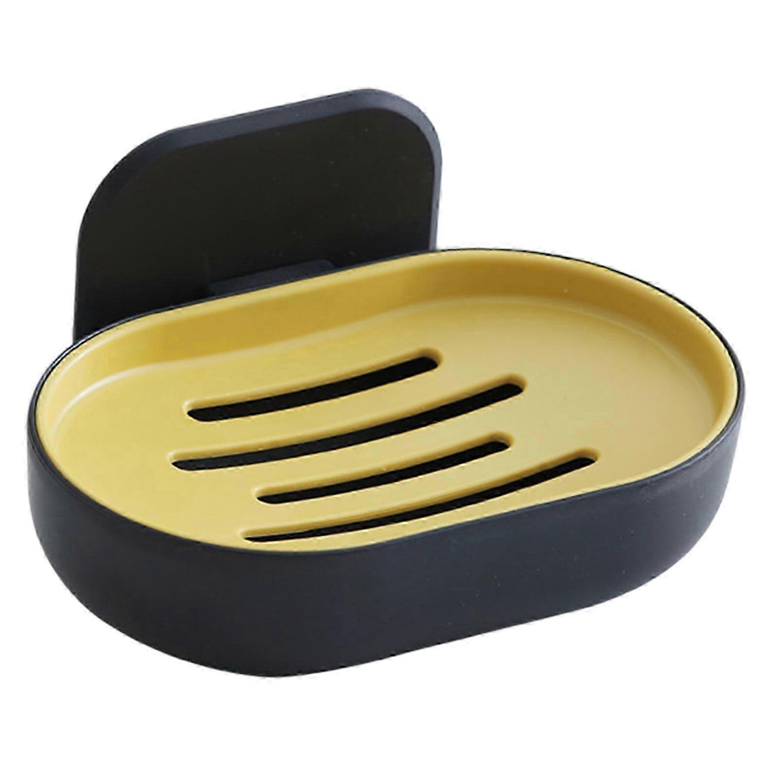 Nordic Style Self-adhesive Soap Case Wall Mounted Punch-free Double Layer Drawer Soap Drain Holder Bathroom Accessories KAESI,A