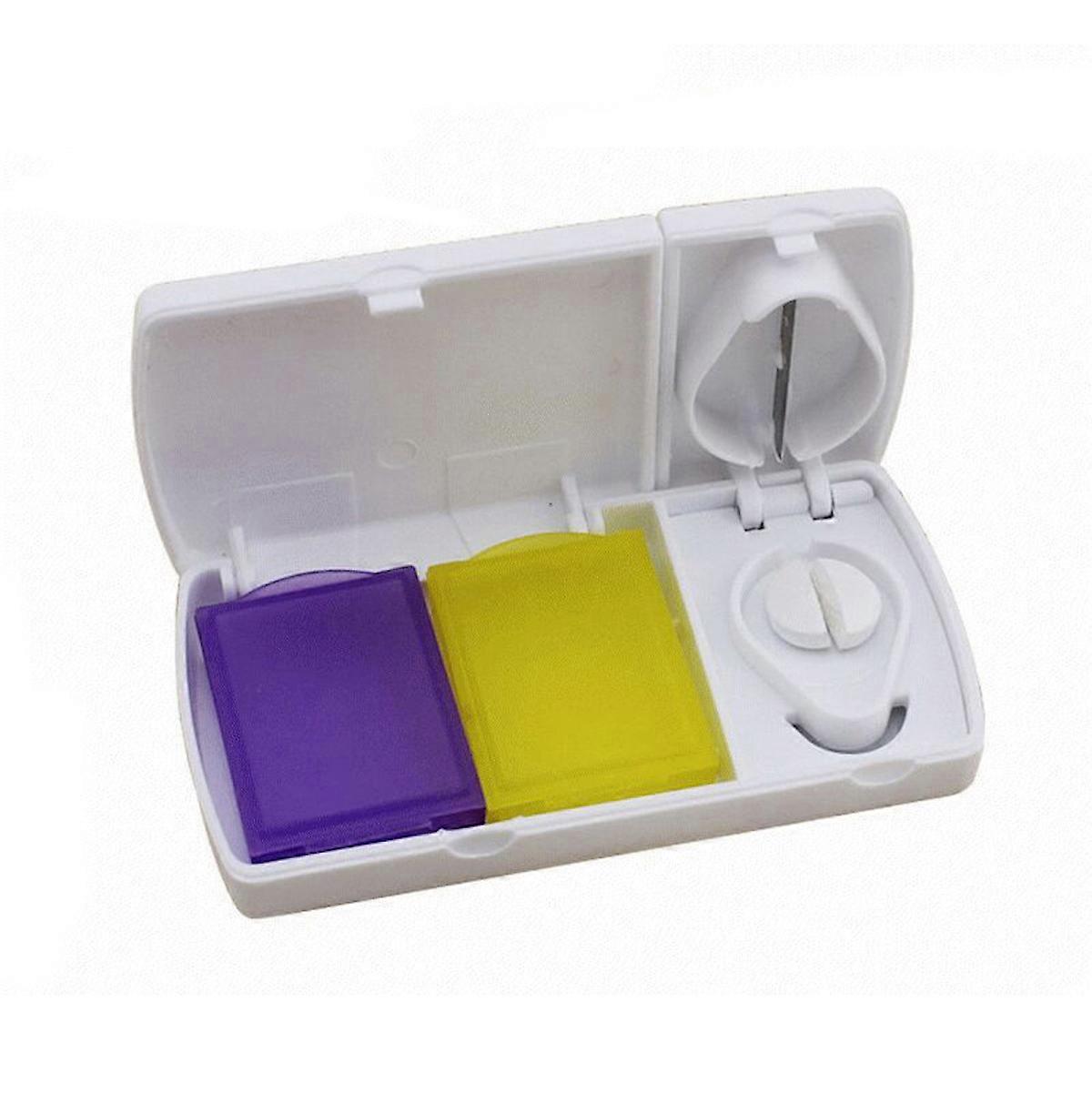 RectangularTablet Crusher Pill Grinder Medicine Splitter and Storage Box