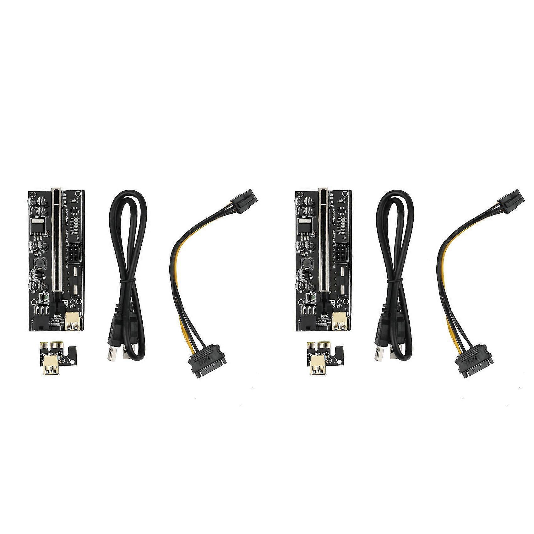 8x 16x Extender Pcie Riser Adapter Card Sata 6pin Power Black(2set)