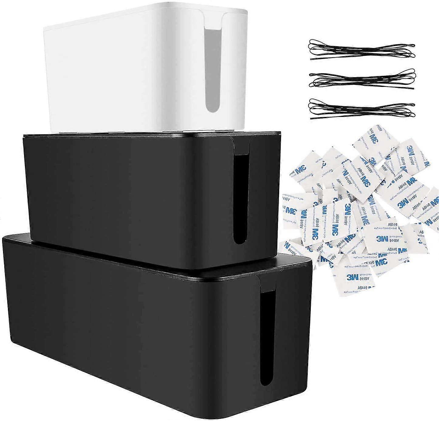 Cable Management Box - 3 Pack Cable Organizer Box Plastic Cord Organizer