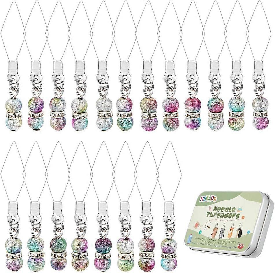 20 Pcs Gourd-Shaped Beads Needles Threader 304 Stainless Steel Sewing Needle Threader Stitch Insertion Hand Machine Sewing Thread DIY Tools with Acryl