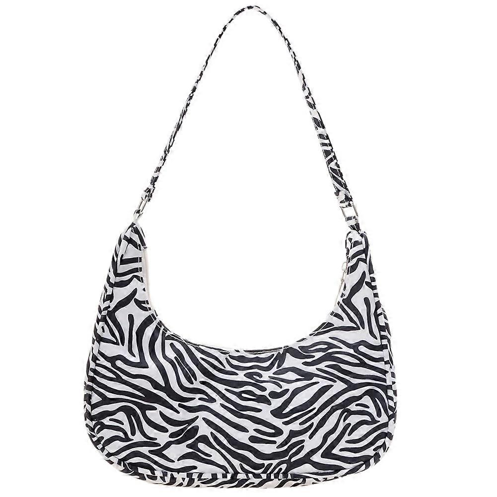 Nylon Zipper Half Moon Women Bags Simple Cow Butterfly Zebra Pattern Print Crescent Bags Ladies Shopping Handbags