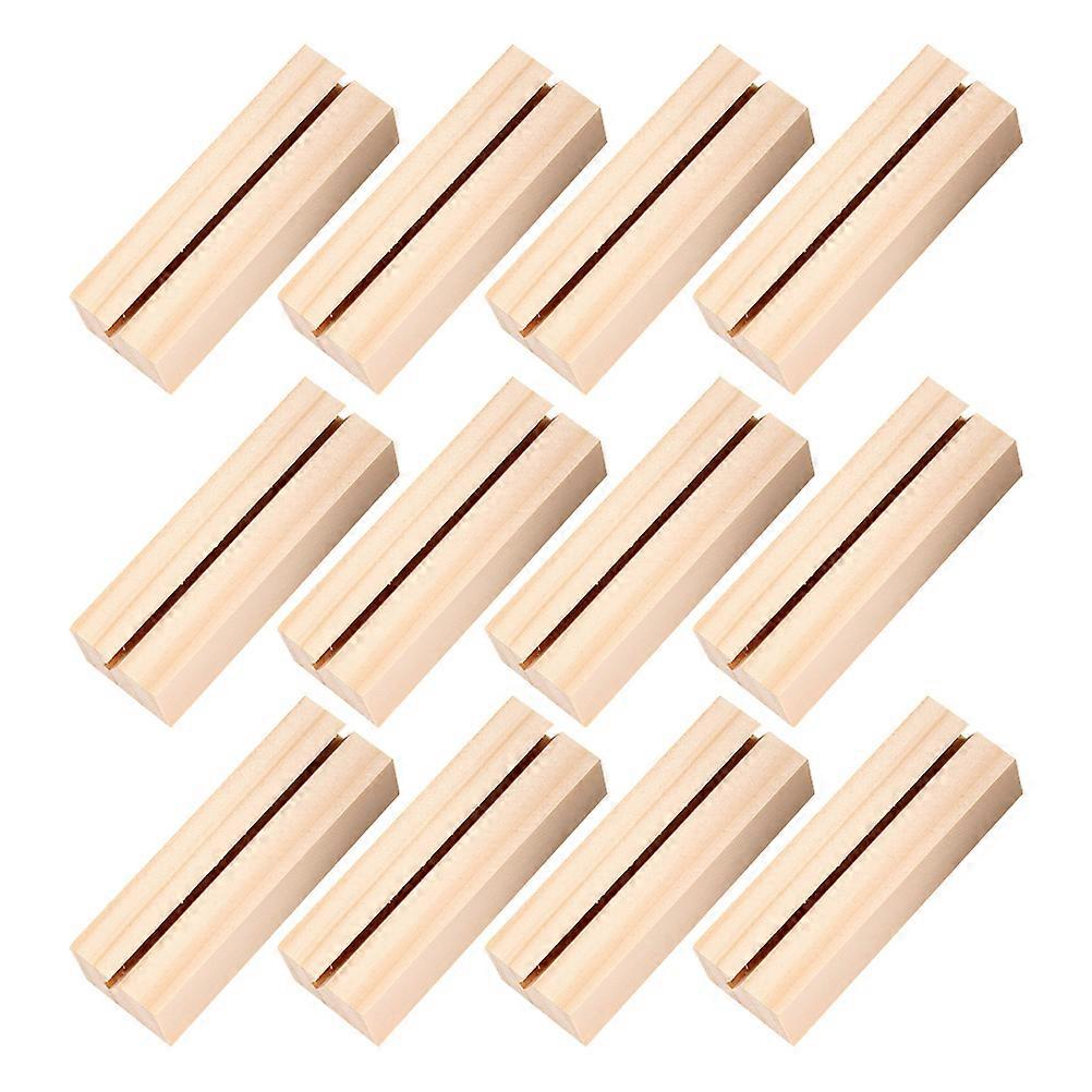 12pcs Wooden Photo Stand Rectangular Picture Holder Memo Holder for Home Office