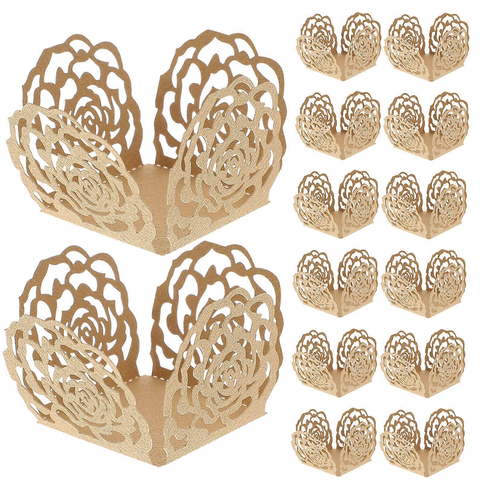 50pcs Chocolate Wrappers Candy Packaging Wrappers Hollow-out Rose Chocolate Cups