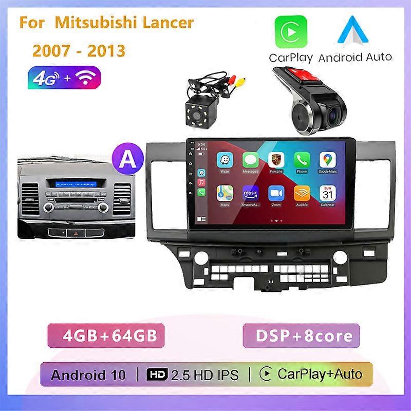 2GB+32GB 2 din Android 10 car radio multimedia stereo player carplay Auto GPS navigation for Mitsubishi Lancer 2 2007 2008 -2013