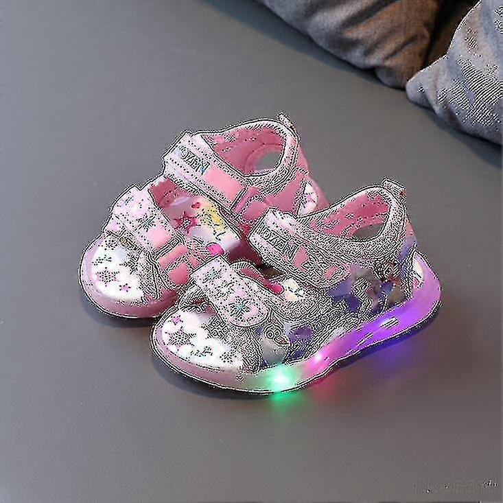 Children Sandals Girl Princess Sandal Frozen Elsa Summer Breathable Luminous Kids Girls Sports Sandals Shoes