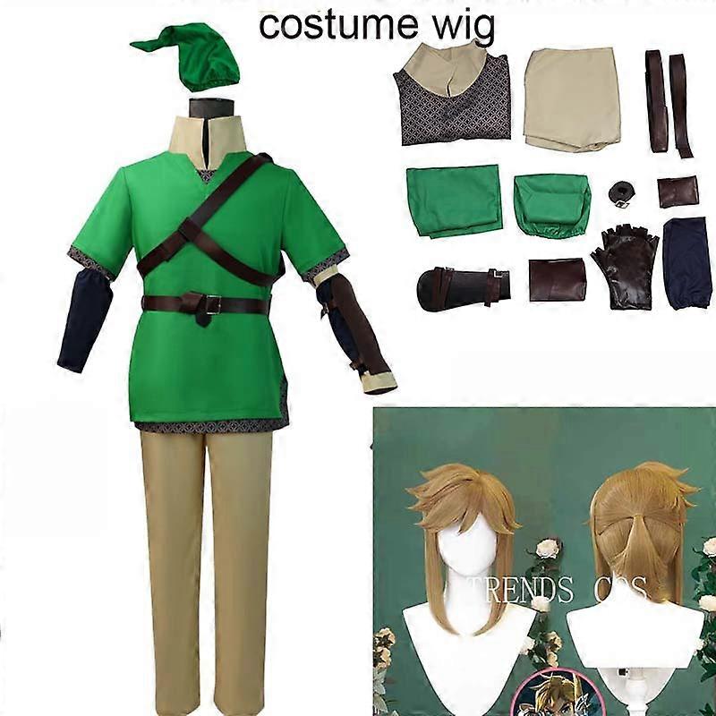 ゲームレジェンドコスプレコスチュームヒーローリンクフルセットグリーンシャツ帽子グローブシャツパンツハロウィンカーニバルリンクコミコン用衣装