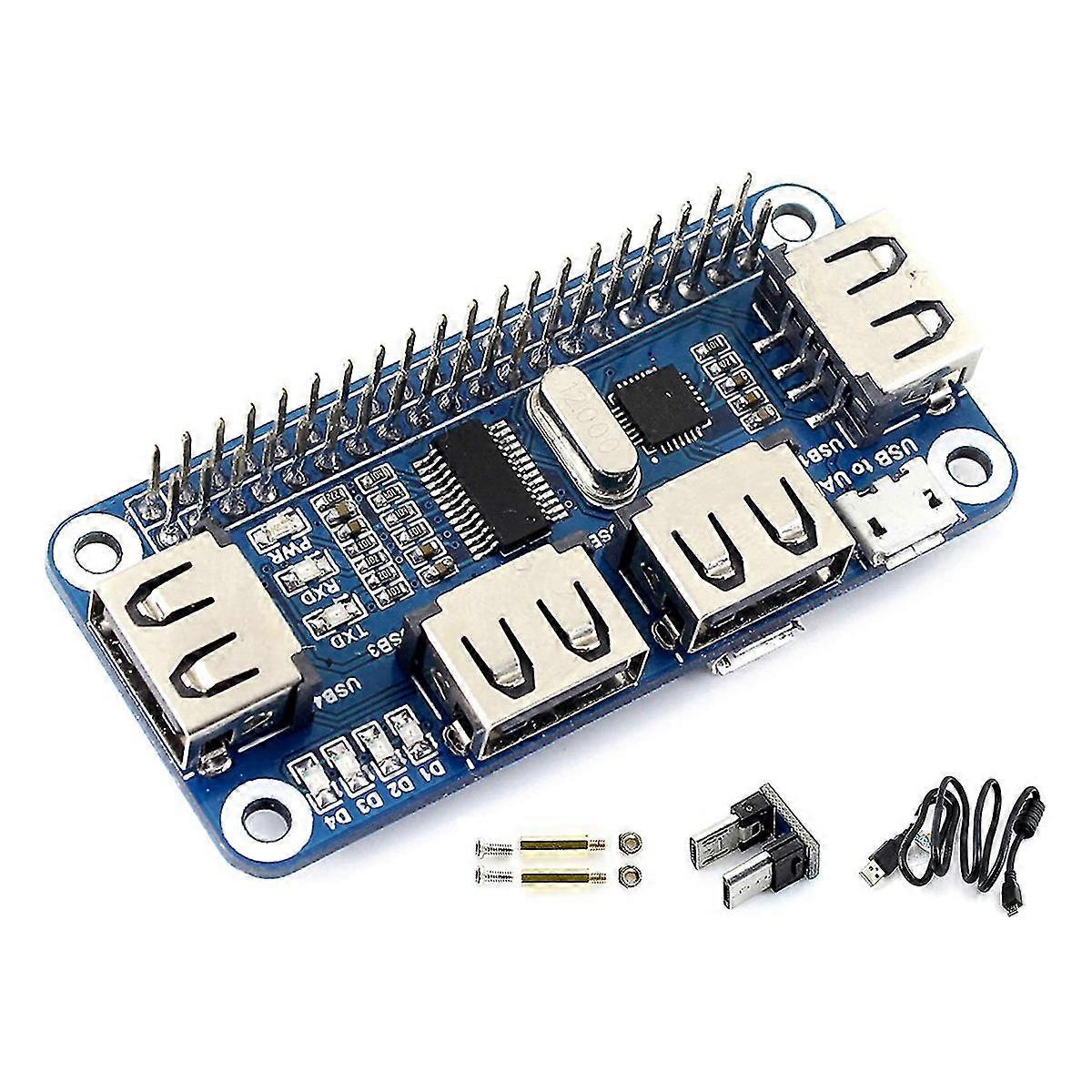 4 ports USB Clavier Hub Hat pour Raspberry 4b 3b + W Wh Compatible avec USB2.0 / 1.1 USB embarqué à Uart