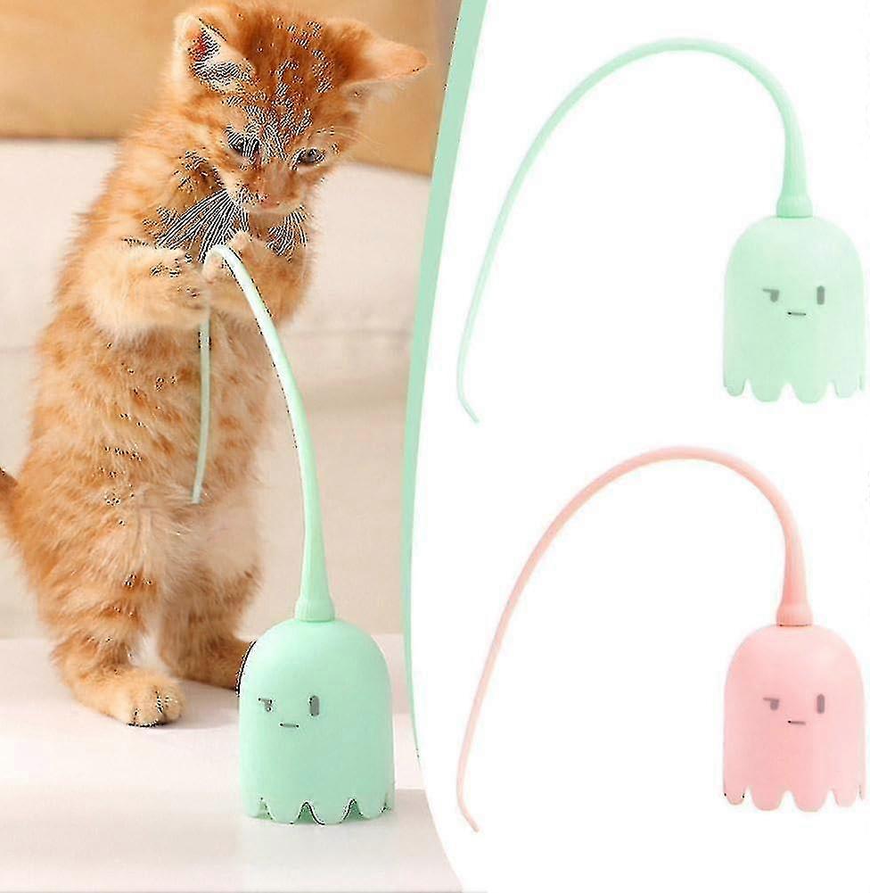 Cat Wand Toy, Automatic Silicone Tail Teaser Toy 2 In 1 Electronic Interactive Cat Toy With Led Light For Indoor Cats Rechargeable Exercise Toy