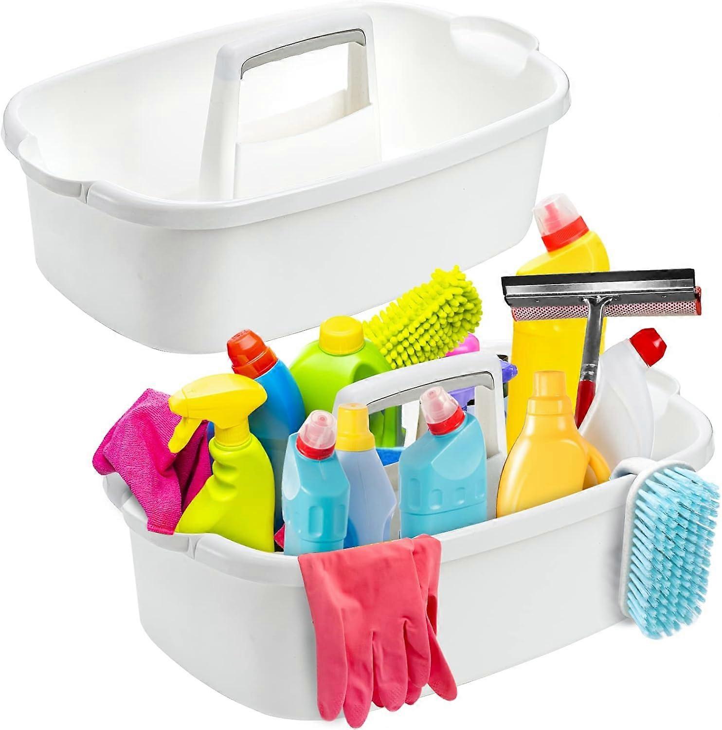 Large Plastic Cleaning Supply Organizer Bucket with Handle Portable Housekeeping Shower Tote Caddy Under Sink Tool Storage Baskets