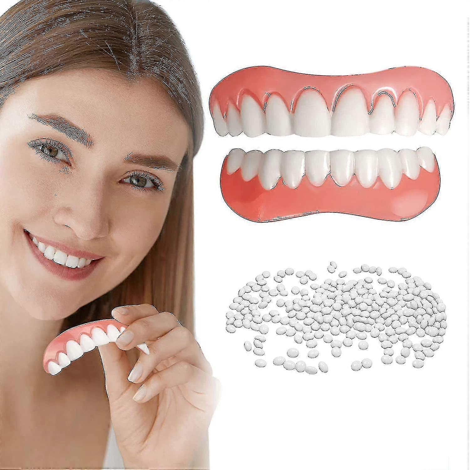 2-pack Dentures Cosmetic Teeth Comfortable Upper And Lower Dentures Veneers Cosmetic Teeth