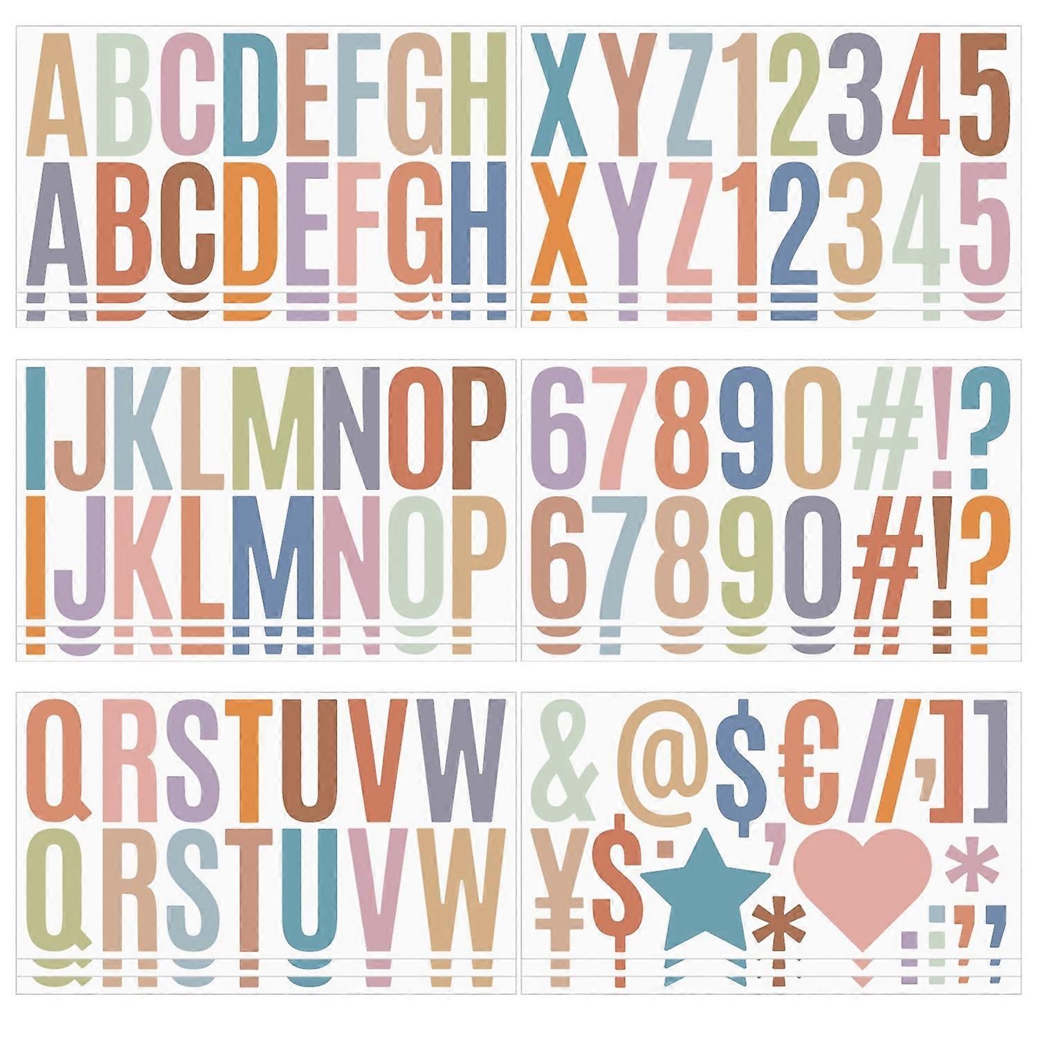 300Pcs 18 Sheets English Letter Sticker Self-adhesive Vinyl Colorful Large Alphabet Number