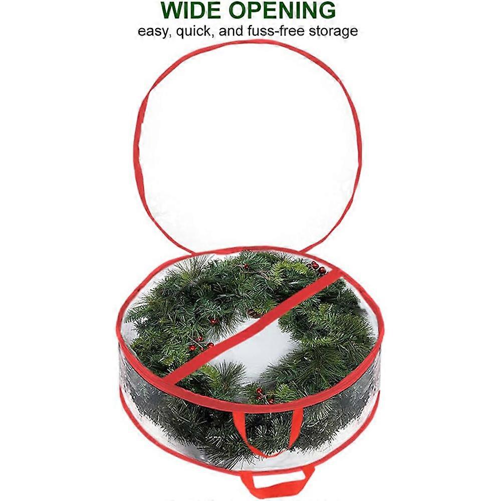 Clear Christmas Wreath Storage Bag Garland Container with Dual Zippers and Reinforced Handles