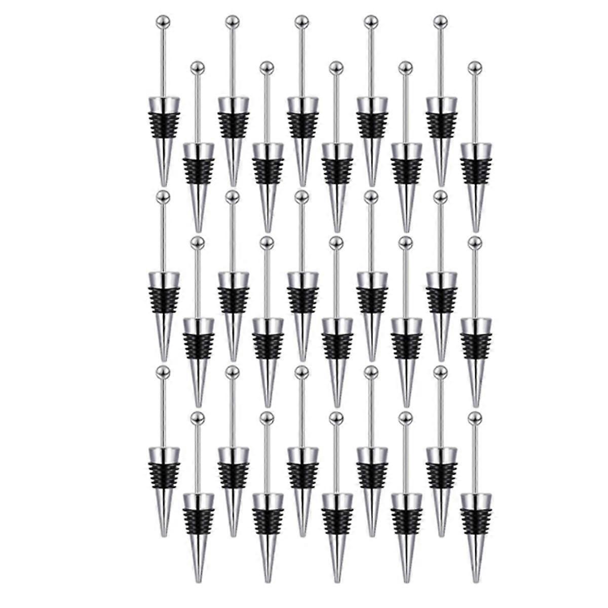 30 Pieces Beadable Wine Stoppers for Wine Bottles Decorative Beaded Wine Bottle Stopper Reusable Alloy Wine Saver