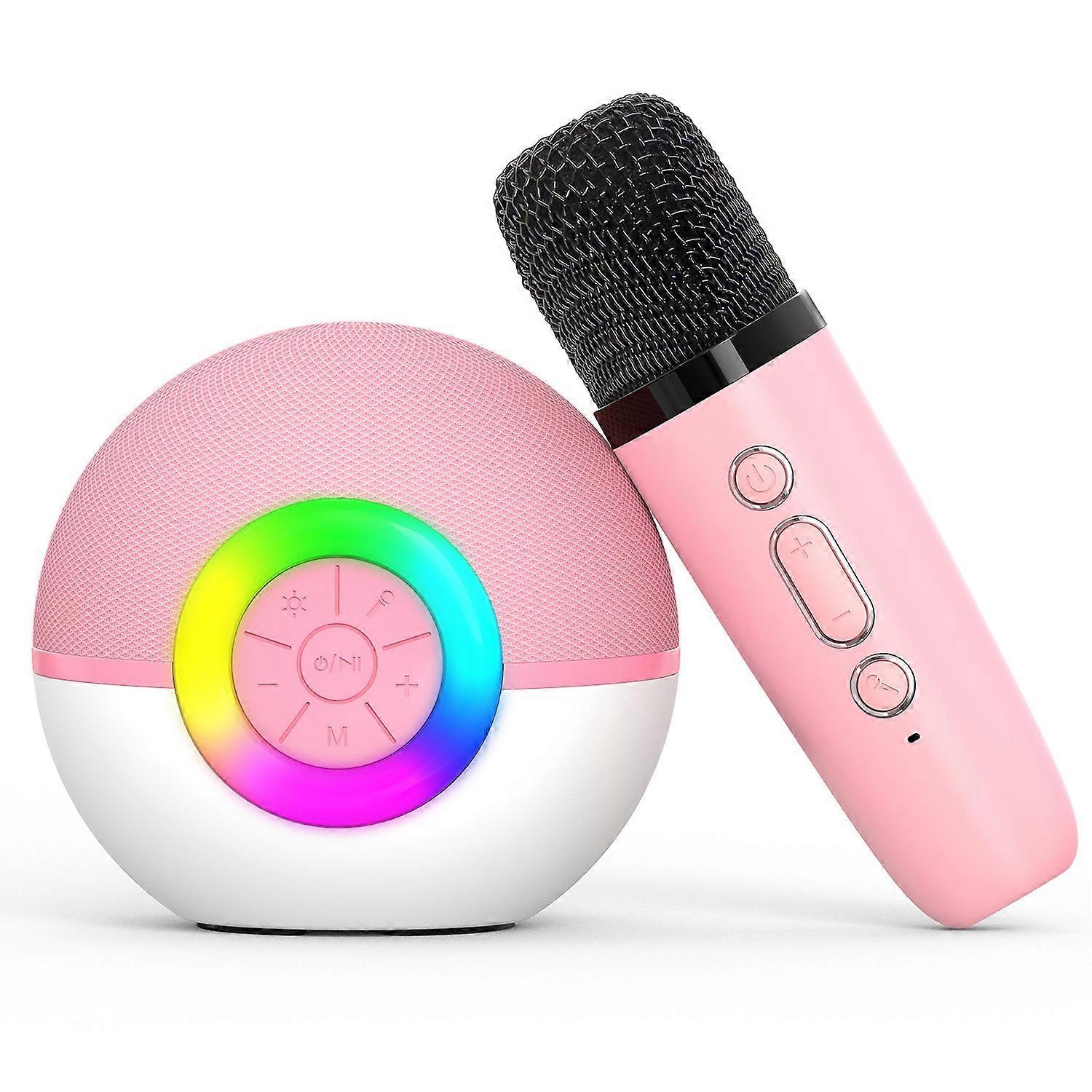 T97 Children Karaoke Machine Bluetooth Speaker Subwoofer with 1 Microphone - Pink