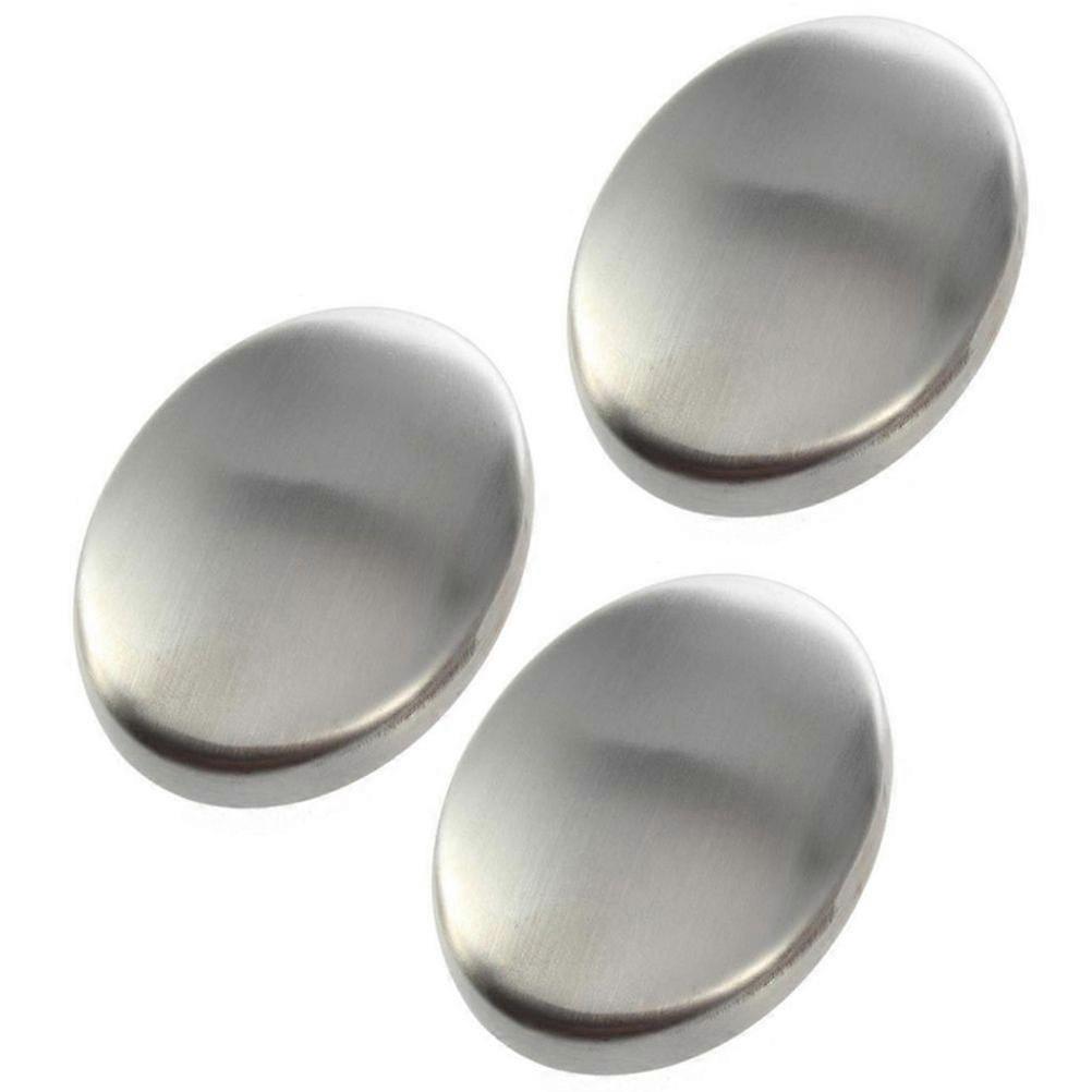 3件不锈钢肥皂除臭棒除臭剂和除臭小工具厨房洗手器（银色）