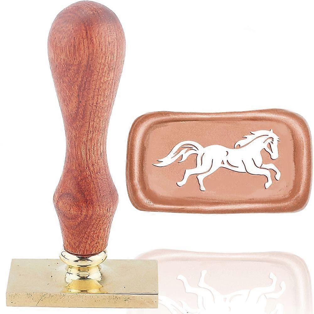 Wax Seal Stamp Set Sealing Wax Stamp Solid Brass Head  Wood Handle Retro Brass Stamp Kit Removable for Envelopes Invitations Gift Card Rectangle Horse