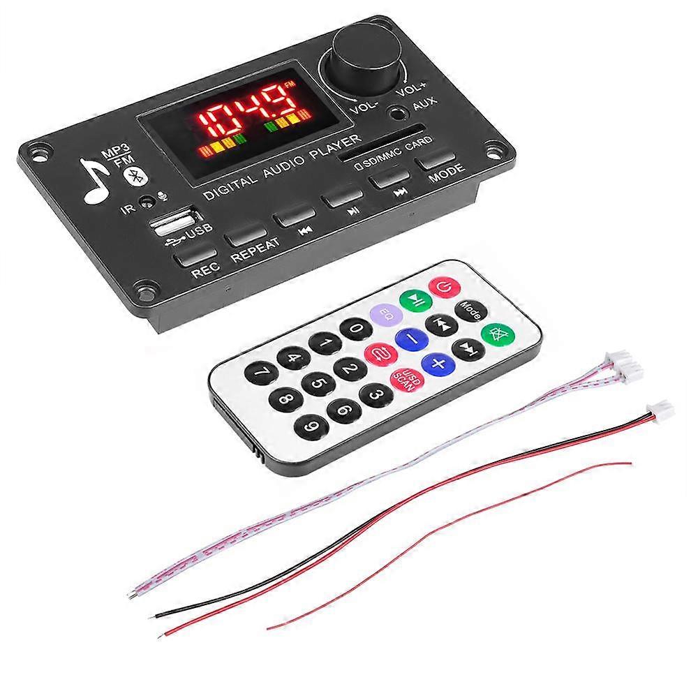 2*40W Amplifier Bluetooth 5.0 MP3 WMA Decoder Board 5V-26V MP3 Player Car FM Radio Module Support TF USB AUX 3.5 WAV Call Recording